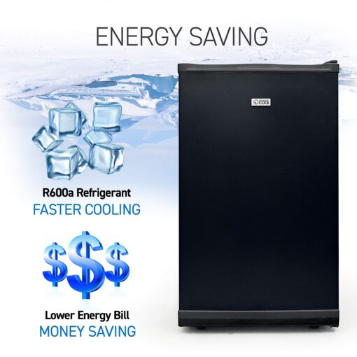 Commercial Cool Upright Freezer, Stand Up Freezer 2.8 Cu Ft with Reversible Door, Black - Image 3