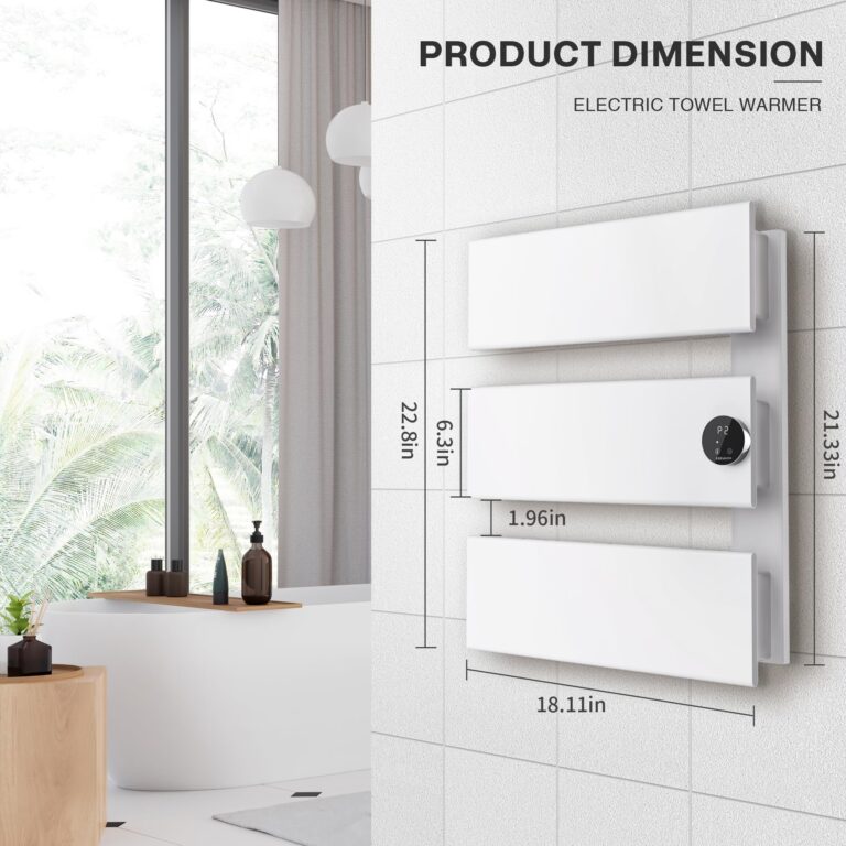 K&KALONZO Electric Towel Warmer, 18.35" W x 22.8" H Wall-Mounted Towel Heater with Built-in Timer, Waterproof Aluminum Towel Warmer for Bathroom, Support Plug-in and Hardwired, White, K3-R-W - Image 2
