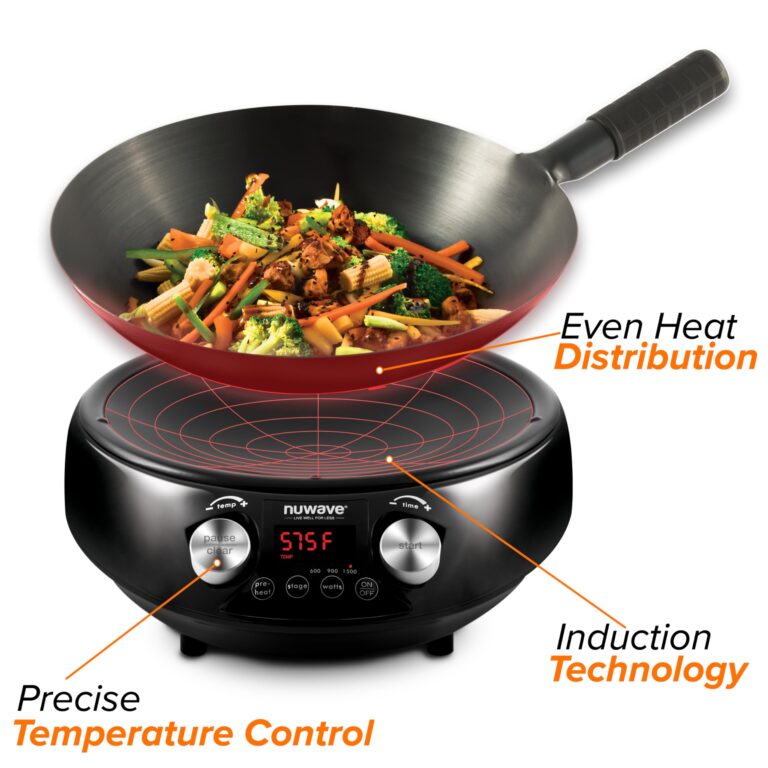 Nuwave Mosaic Induction Wok, Precise Temp Controls from 100°F to 575°F in 5°F, Wok Hei, Infuse Complex Charred Aroma & Flavor, 3 Watts 600,900 & 1500, Authentic 14-inch Carbon Steel Wok Included,Black - Image 8