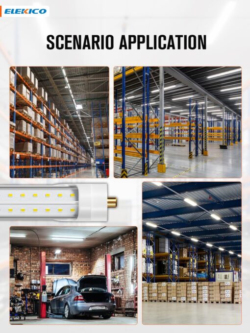 ELEKICO 75w 8ft Led Bulbs, 9500lm 5000k 8' Led Bulbs, V Shaped Clear Cover T8 Led Tube Lights 8ft, T8 Led Bulbs 8 Foot, 8' Led Replacement for T8 T10 T12 F96t12 Fluorescent Tubes - Image 2