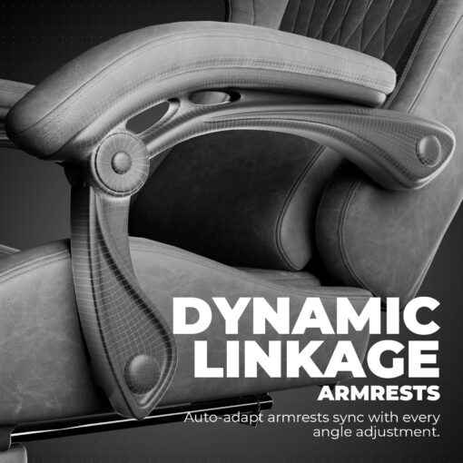 GTPLAYER Chair Computer Gaming Chair (Leather, Grey) - Image 4