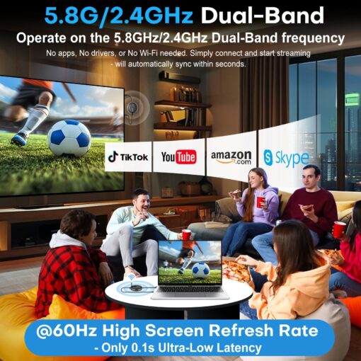 Wireless HDMI G9R Pro- One Transmitter and Four Receivers- Extender Kit, Wirelessly Simultaneous Expansion, 165FT/50M 5.8G/2.4G @60Hz, Plug and Play- Stream Video from Laptop to Multi-TVs/Monitors - Image 8