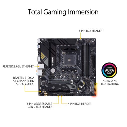 ASUS TUF GAMING B550M-PLUS AMD AM4 (3rd Gen Ryzen™) Micro ATX gaming motherboard (PCIe 4.0, 2.5Gb LAN, BIOS FlashBack, HDMI 2.1, USB 3.2 Gen 2, Addressable Gen 2 RGB header and AURA Sync) - Image 5