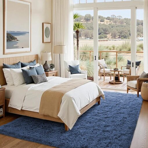 9x12 Fluffy Dark Blue Rugs for Living Room Bedroom, Soft Modern Indoor Fuzzy Shaggy Area Rug, Non-Slip Furry Rug for Teen Girls and Boys,Nursery Kids Room Dorm Home Decor, High Pile Plush Floor Carpet - Image 7