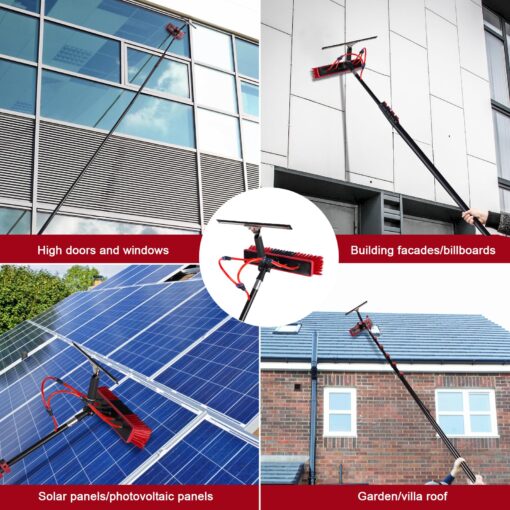 ZKUAOGDI 30ft Long Reach Solar Panel Cleaning Brush Kit, Telescopic Water Fed Pole, Squeegee & 2 Dusting Brushes for Window Outdoor Roof Cleaner Kit - Image 6