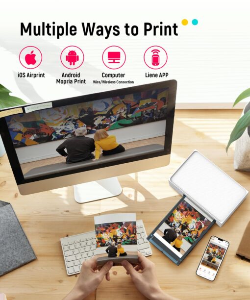 Liene M100 4x6'' Photo Printer, Phone Printer 100 Sheets & 3 Cartridges, Full-Color Photo, Portable Instant Photo Printer for iPhone Android, Thermal Dye Sublimation, Wi-Fi Picture Printer 100 Papers - Image 7