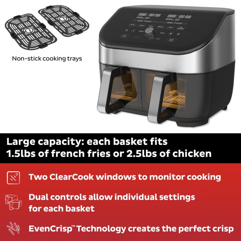 Instant Pot Vortex Plus XL 8QT ClearCook Air Fryer, Clear Windows & Custom Program Options,8-in-1 Functions that Crisps,Broils,Roasts, Dehydrates, Bakes, Reheats, from the Makers of Instant Pot, Black - Image 2