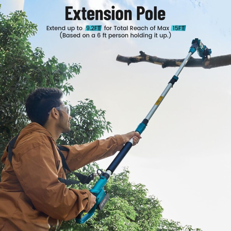 Seesii 10 Inch & 8 Inch Electric Pole Saws for Tree Trimming, Cordless Pole Chainsaw with Extendable Rod (Up to 9.2ft), Auto Oiler, 4000mAh Battery Powered Tree Pruner for Bush & Branch Cutting - Image 9