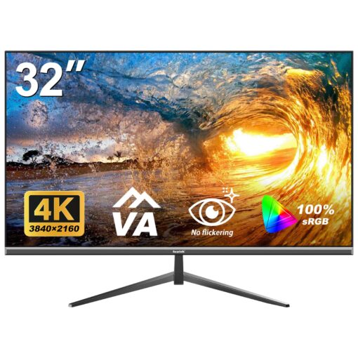 Gawfolk 32 Inch 4K UHD Computer Monitor, Ultra-Clear (3840×2160p) Screen, 100% sRGB,178° Viewing Angle, HDMI、Display Port, Compatible with Wall mounting 100 * 100MM - Black