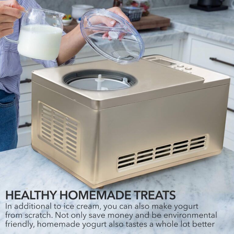 Whynter Ice Cream Maker Machine & Yogurt Automatic 2 Qt. with Built-in Compressor, LCD Digital Display & Timer, No Pre-Freezing, ICM-220CGY, Champagne Gold - Image 5