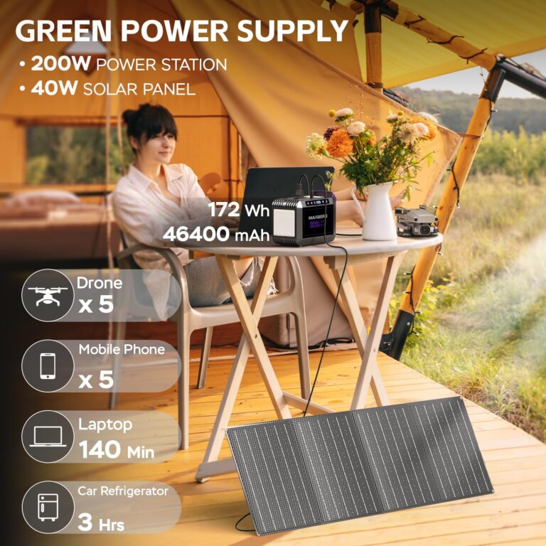 MARBERO 172Wh Solar Generator with 40W Solar Panel, Portable Power Station 200W, Camping, Outdoor, Hiking, Fishing, Emergency - Image 8