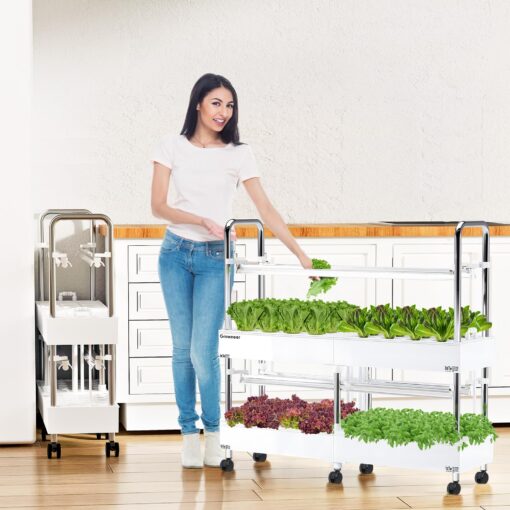 GROWNEER Hydroponics Growing System Kit, Indoor Garden 80-Pod & 2 Pumps, Indoor Vertical Herb Garden Kit with LED Grow Light, Smart Socket, and Plant Germination Kit for Vegetable Fruit Herb - Image 3