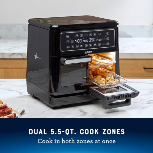 Oster 11-Quart Flex Air Fryer Oven, Dual Air Fryer with 2 Cooking Zones, Double Air Fryer with 6 Cooking Functions, Large Air Fryer with 2 Frying Baskets - Image 6
