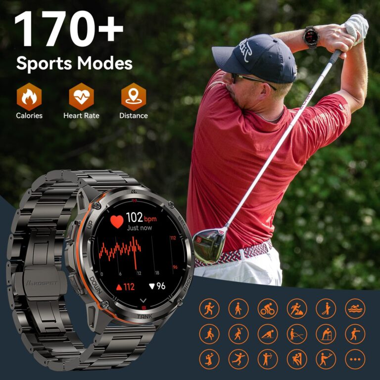 KOSPET Tank T3 Ultra GPS Smart Watch for Men-Pressure/Altitude/Compass, Extra-Large Battery, Stainless Steel Unibody Rugged Military Smartwatch Make/Answer Call, 5ATM Waterproof (2 Bands) - Image 2