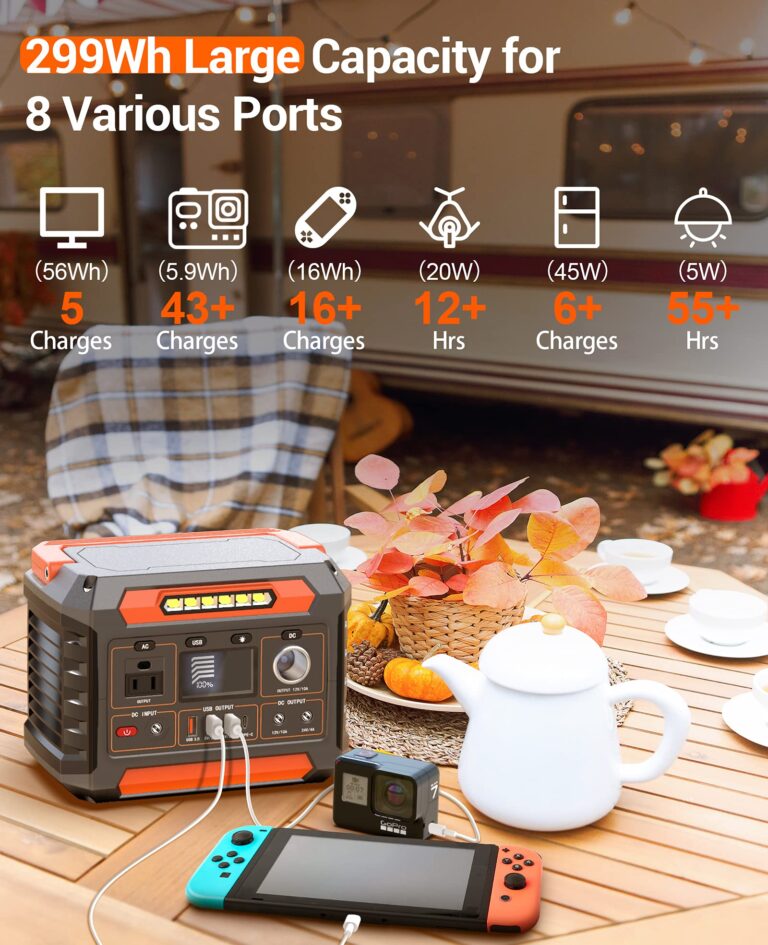 PROGENY 300W Portable Power Station, 299Wh/80818mAh Solar Generator, Regulated DC Output Backup Battery with Pass-Through Charging AC Outlet, Pure Sine Wave, LED Light Power Station for CPAP Camping - Image 7