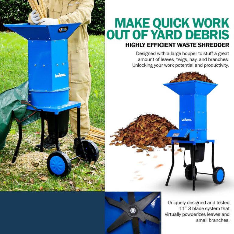 Landworks Electric Leaf Mulcher & Shredder - 15-AMP, 1800W, Steel Construction, 11" Blades, 0.5" Cutting Capacity, 120V AC for Dry Leaves, Grass, & Yard Clippings - Image 7