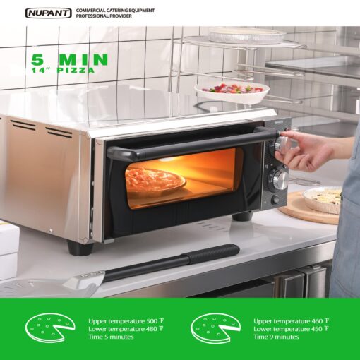 NUPANT Electric Pizza Oven Indoor Countertop Pizza Oven, 14'' Commercial Pizza Oven with Pizza Stone Multipurpose Stainless Steel Pizza Maker Machine for Home and Restaurant use 1800W/110V - Image 5
