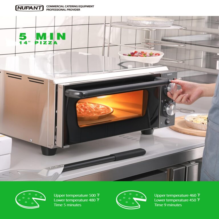 NUPANT Electric Pizza Oven Indoor Countertop Pizza Oven, 14'' Commercial Pizza Oven with Pizza Stone Multipurpose Stainless Steel Pizza Maker Machine for Home and Restaurant use 1800W/110V - Image 5