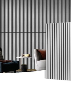 Art3d 4 Wood Slat Acoustic Panels for Wall and Ceiling - 3D Fluted Sound Absorbing Panel with Wood Finish - Brushed Silver