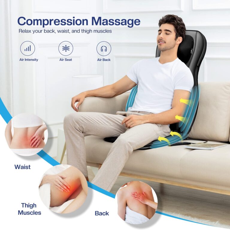 COMFIER Neck Back Massager with Heat, Shiatsu Massage Chair Pad 2D/3D Kneading & Compression Massager, Full Body for and Back,Shoulder,Thighs,Gifts Mom,Dad, Black, 1.0 Count - Image 5