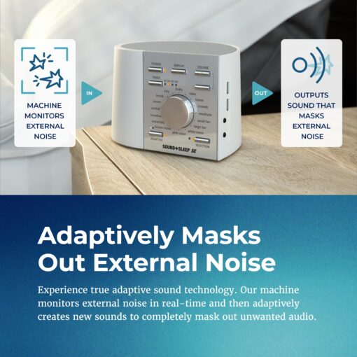 Adaptive Sound Technologies Sound + Sleep SE Noise Machine - White Noise Machine - Non-Looping Environmental/Nature Sounds for Sleep & Relaxation - with Timer & Headphone Jack - White/Silver - Image 4