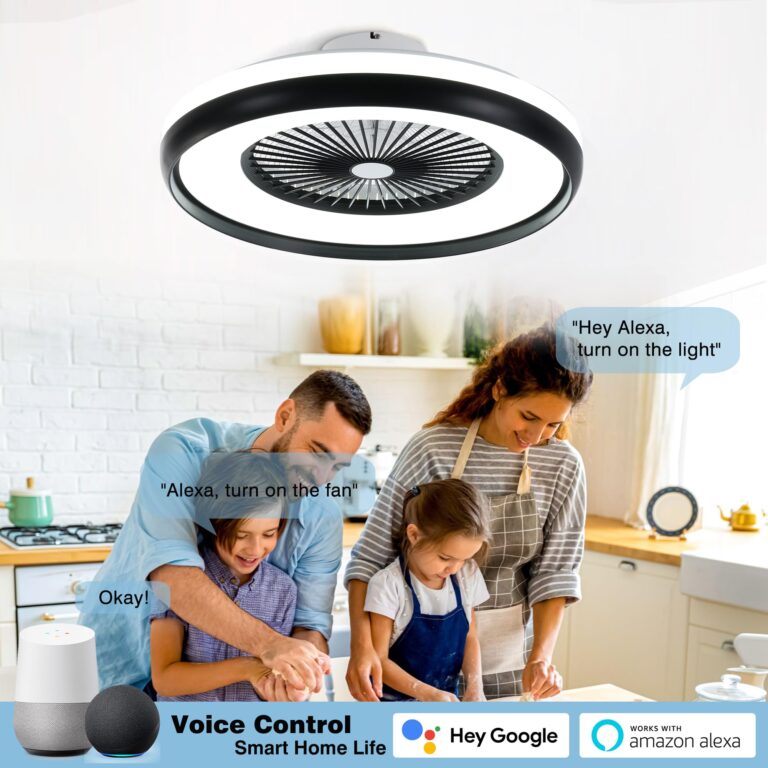 HUMHOLD 24" Bladeless Ceiling Fan with RGB Light Remote, Smart LED Ceiling Fans with Voice/App Control, Modern Low Profile Dimmable Light Ceiling Fan for Bedroom Living Room Black - Image 5