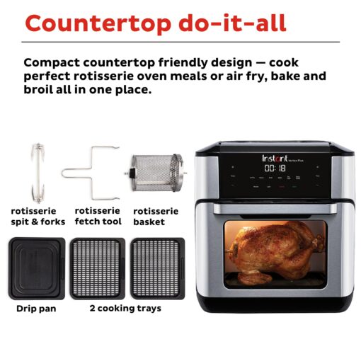 Instant 140-3000-01 Vortex Plus Quart 7-in-1 Multi-Use Air Fryer, 10QT, Silver,Black - Image 2