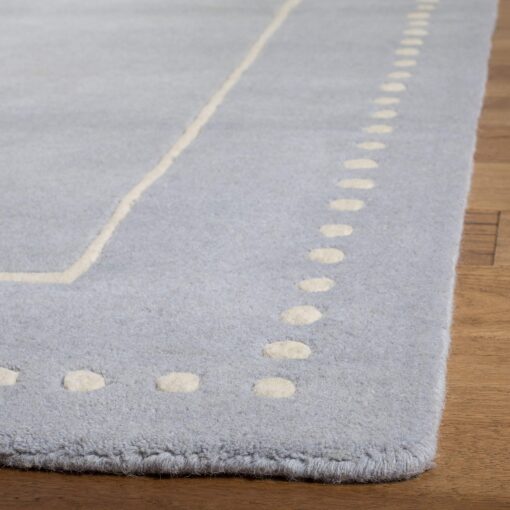 SAFAVIEH Bella Collection 7' Round Light Blue/Ivory BEL151A Handmade Dotted Border Premium Wool Entryway Foyer Living Room Bedroom Kitchen Area Rug - Image 3