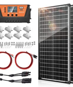Bifacial 200W Solar Panels Kit Solar Panel with 30A PWM Charge Controller A+ Cell Cables Connectors Brackets Y Branch Adapter Cable for RV Boats Battery Marine Home Outdoor Off-Grid System