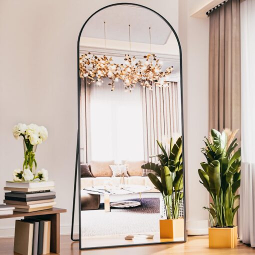 Antok Arched Full Length Mirror, 76"x34" Arched Floor Mirror, Glassless Mirror Full Length with Stand, Floor Mirrors Freestanding, Wall Mounted Mirrors for Bedroom Living Room, Black - Image 5