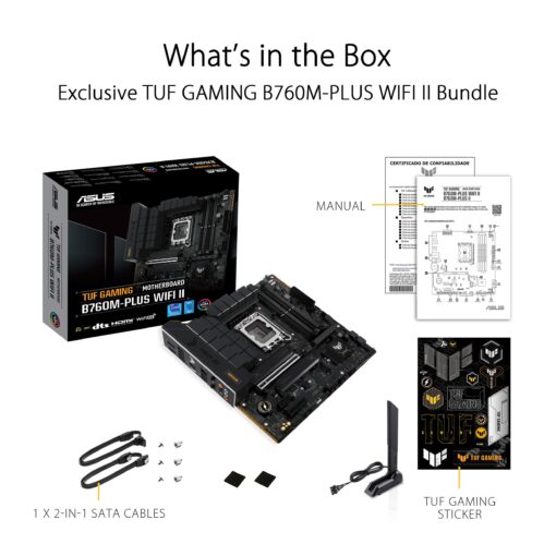 TUF Gaming B760M-PLUS WiFi II Intel B760 LGA 1700 mATX Motherboard (PCIe 5.0,4.0 M.2 Slots,DDR5,WiFi6E,Q-Antenna,2.5Gb Ethernet,DisplayPort,HDMI, SATA 6Gbps,USB 20Gbps) Support, Aura Sync - Image 10