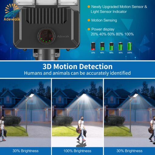 8000W Solar Street Light, Commercial Grade Solar Street Lights Outdoor Dusk to Dawn, Solar Lights Outdoor with Motion Sensor and Remote Control, Solar Parking Lot Lights for Yard, Country 2PACK - Image 2