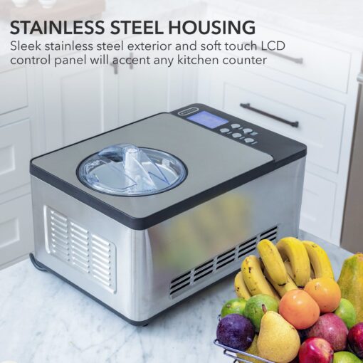 Whynter Ice Cream Maker Machine & Yogurt Automatic 2 Qt. with Built-In Compressor, LCD Digital Display & Timer, No Pre-Freezing, ICM-220SSY, Stainless Steel - Image 7