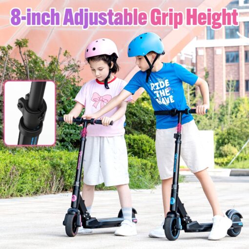 EVERCROSS EV06C Foldable Electric Scooter for Kids Ages 6-12, Up to 9.3 MPH & 5 Miles, LED Display, Colorful LED Lights, Lightweight (Black Pink) - Image 5