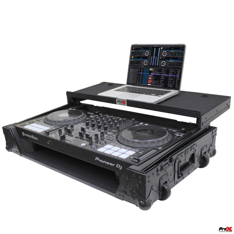 ProX Flight Case for Pioneer DDJ-1000 & DDJ-1000 SRT Digital Controller with Sliding Laptop Shelf & Wheels - Black on Black Design - XS-DDJ1000WLTBL - Image 7