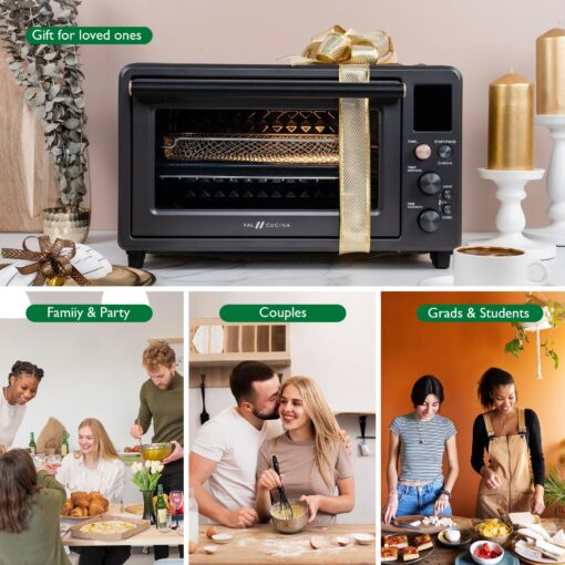 VAL CUCINA Infrared Heating Air Fryer Toaster Oven Combo, with Non-toxic Enamel-coated Interior, Extra Large Countertop Convection Oven 10-in-1 Combo, 6-Slice Toast, Enamel Baking Pan Easy Clean - Image 2