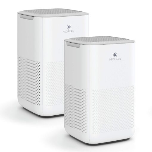 Medify MA-15 Air Purifier with True HEPA H13 Filter | 585 ft² Coverage in 1hr for Allergens, Smoke, Wildfires, Dust, Odors, Pollen, Pet Dander | Removal to 0.1 Microns | White, 2-Pack
