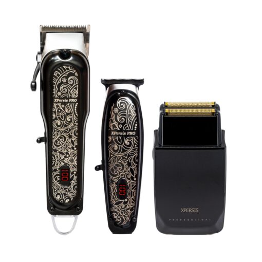 XPERSIS PRO All Metal Quiet and Low Vibration Cordless Hair Clipper + Hair Trimmer for Mens and Barbers +Shaver with Sharp Blades, Cord/Cordless Electric Razor for Mens Black