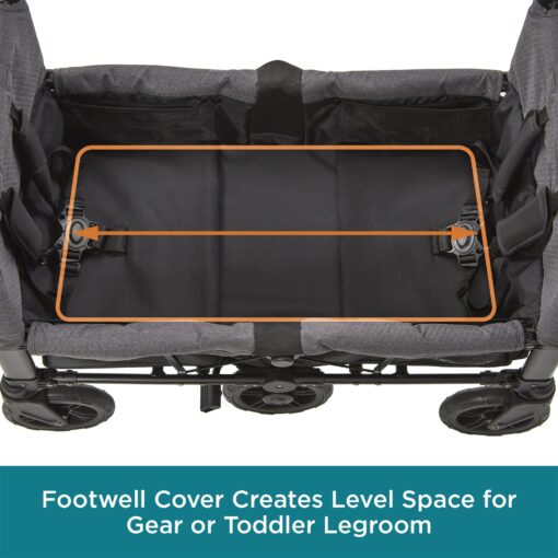 Contours Curve 360 Lightweight Double Baby Stroller Wagon for 2 Kids, Fits Infant Car Seats, Ultra Maneuverable, Easy in and Out for Toddlers with Deep Footwell, Storage Pockets and Adjustable Handle - Image 9