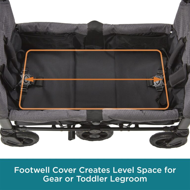 Contours Curve 360 Lightweight Double Baby Stroller Wagon for 2 Kids, Fits Infant Car Seats, Ultra Maneuverable, Easy in and Out for Toddlers with Deep Footwell, Storage Pockets and Adjustable Handle - Image 9