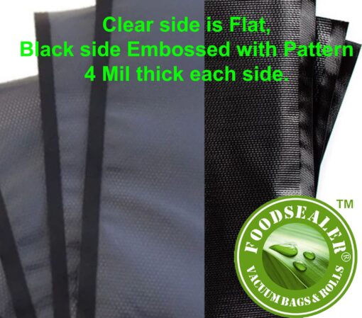 200 Pcs 4Mil 11.5” x 22” Black Clear Food Sealer Heavy Duty Commercial Food Grade BPA Free vacuum sealer bag roll for your Cabela's Food Sealer Food Saver Seal A Meal Weston vacuum sealer Freezable Microwave Safe Sous Vide Cooking bags rolls - Image 4