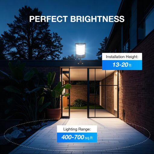 Solar Street Lights Outdoor Waterproof ,25000LM 320°Wide Angle Flood light, LED Solar Parking Light with Motion Sensor and Remote Control for Outdoor, Streets, Courtyards,Parking Garages,-4Pack - Image 5