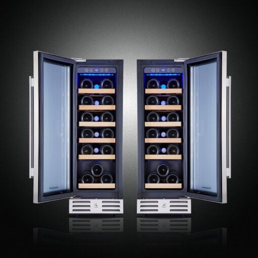 Kalamera Mini Fridge 18 Bottle - 12 inch Wine Cooler Refrigerator, Built-in or Freestanding, with Stainless Steel & Double-Layer Tempered Glass Door, and Temperature Memory Function Wine Fridge - Image 3