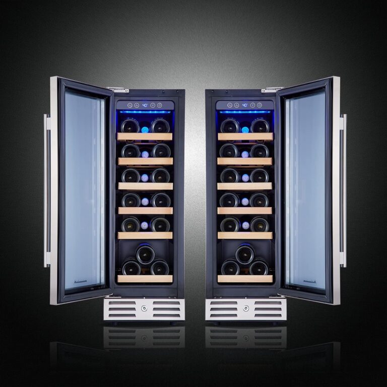 Kalamera Mini Fridge 18 Bottle - 12 inch Wine Cooler Refrigerator, Built-in or Freestanding, with Stainless Steel & Double-Layer Tempered Glass Door, and Temperature Memory Function Wine Fridge - Image 3