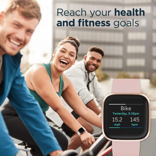 Fitbit Versa 2 Health and Fitness Smartwatch with Heart Rate, Music, Alexa Built-In, Sleep and Swim Tracking, Petal/Copper Rose, One Size (S and L Bands Included) - Image 7