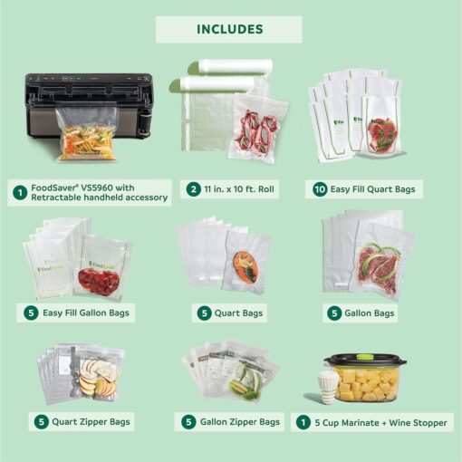 FoodSaver® Elite All-in-One Liquid+™ Vacuum Sealer with Bags, Rolls, and Accessories, Dark Stainless Steel - Image 3