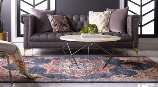 Unique Loom Utopia Collection Traditional Classic Vintage Inspired Area Rug with Warm Hues, 8' x 10' Rectangle, Dark Blue/Beige - Image 8