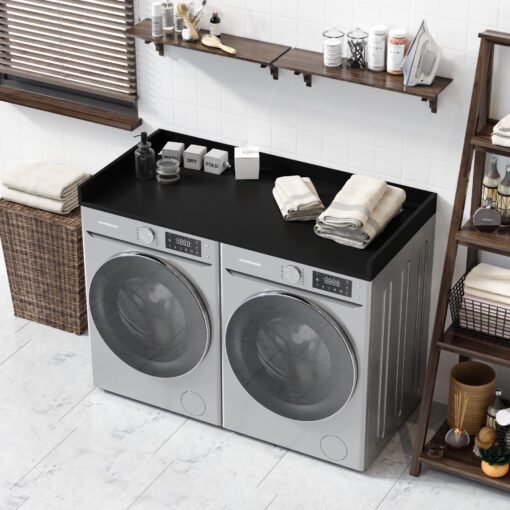 OfficeSimpli Washer Dryer Countertop, Made in USA, Non-Slip Pads, Laundry Room Wood Topper, Washer Dryer Cover for Top, Laundry Guard, Laundry Countertop, Laminate (Black, Standard (27.5" x 54")) - Image 7