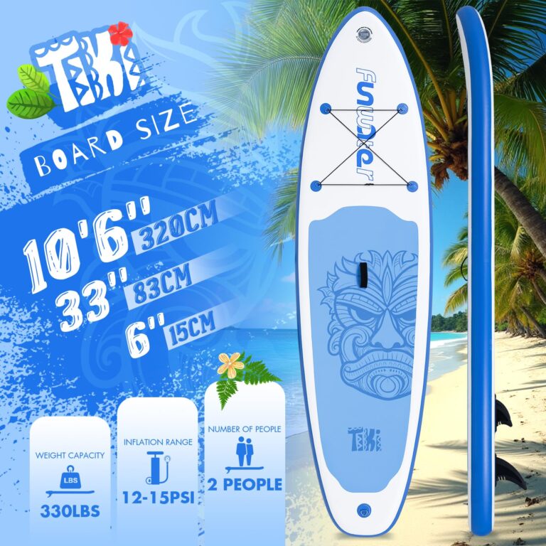 FunWater 10'6×33"×6" Inflatable Stand Up Paddle Board with Premium SUP Paddleboard Accessories,Adults & Youth for All Skill Levels, Included with Board, Paddle, Pump, Three Fins, Backpack - Image 7