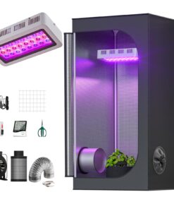 TopoGrow Grow Tent Complete Kit 300W LED Grow Light Full-Spectrum Indoor Hydroponics 32"X32"X63" Grow Tent 4" Ventilation Kit with Hangers,Hygrometer, Shear, Timer,Trellis Netting Full Setup